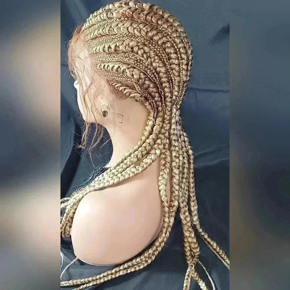 Braided wigs 100% handmade, long braids, blond wig stunning feeding cornrows,NWT - Picture 13 of 16